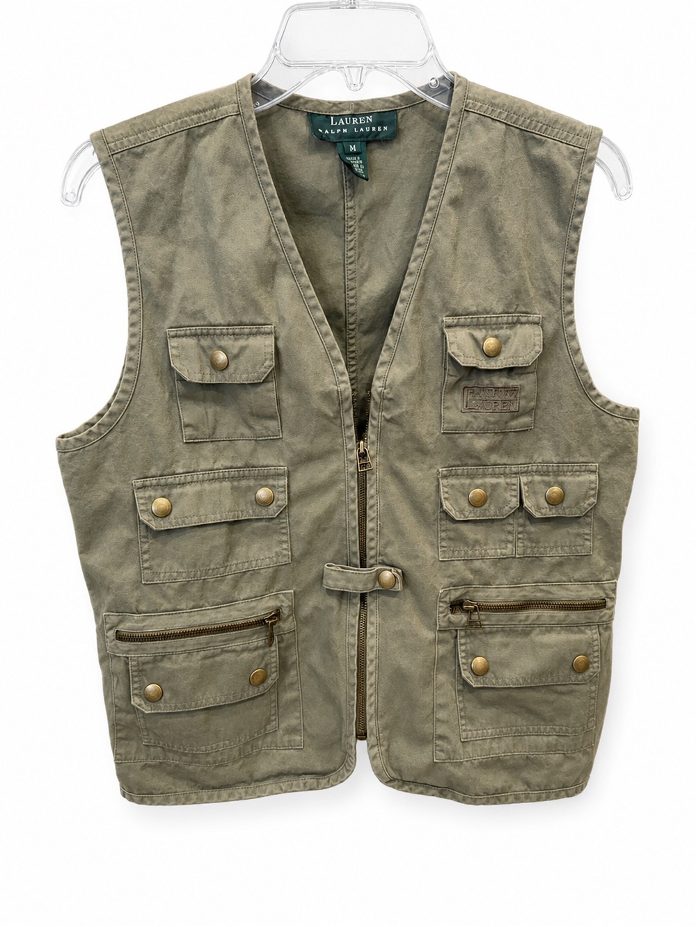 Vintage Lauren Ralph Lauren Safari Utility Vest Olive Cotton Medium Hong Kong - Picture 3 of 13